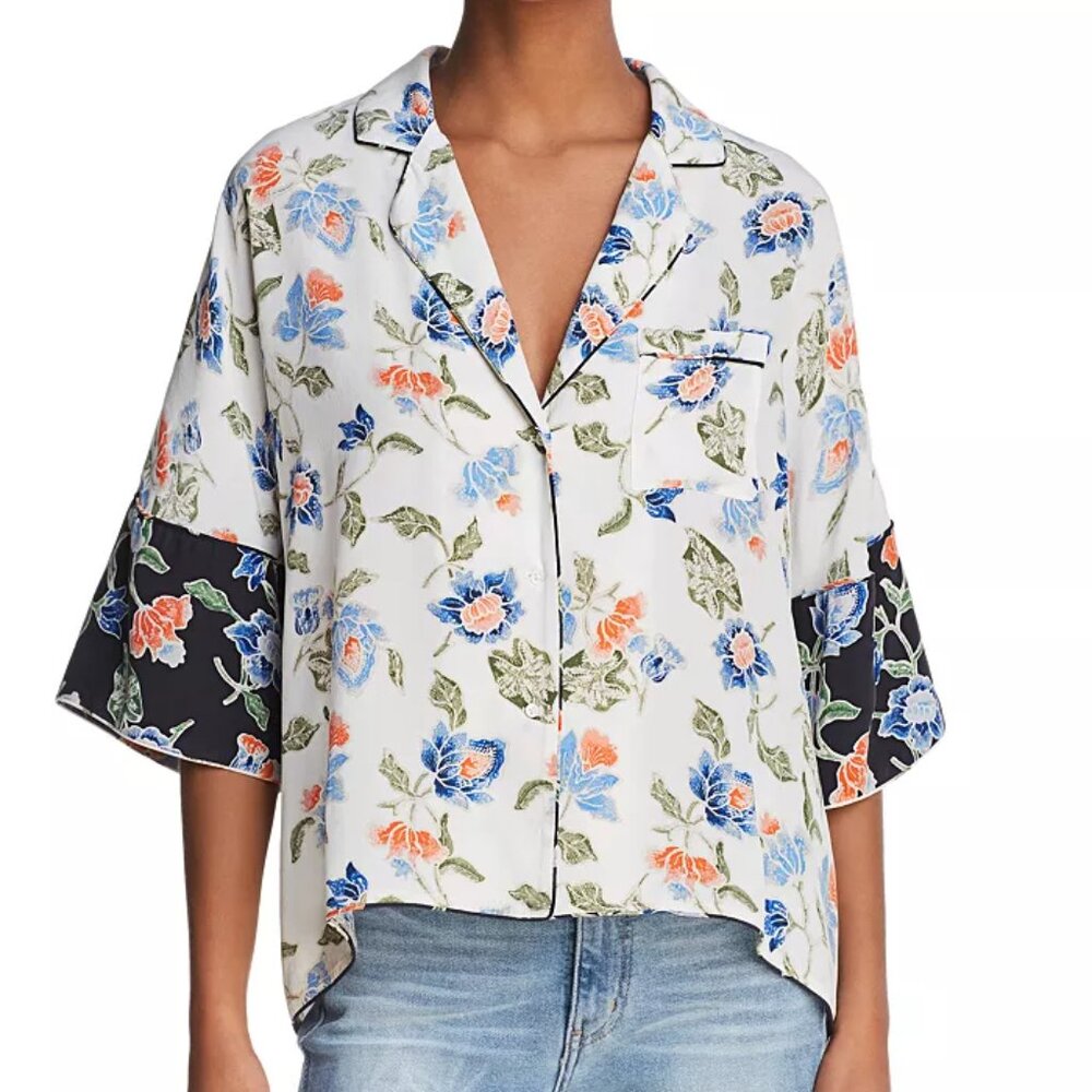 JOIE | desmonda 100% silk pajama-style floral blouse | size medium